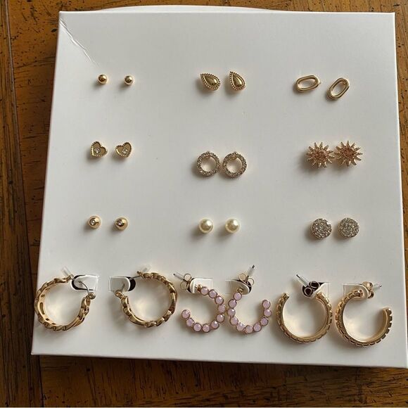 Earrings 12 Days of Bling Gold Studs Hoops Gift Set Casual Neutral Holiday - Picture 4 of 6